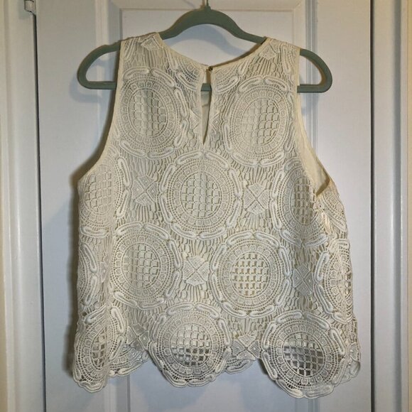 BOGO Banana Republic Lace Lined Sleeveless Blouse Size L - Picture 3 of 9